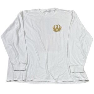 Ruger American Flag Long Sleeve Shirt Mens 3XL White Logo Graphic Tee